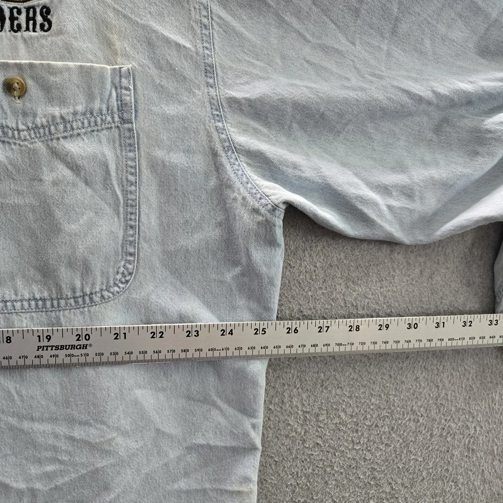 San Francisco 49ers Men Button Up Shirt XL Light Blue Denim Embroidered Lee READ
